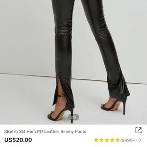 Shein small leather pants with slit on bottom